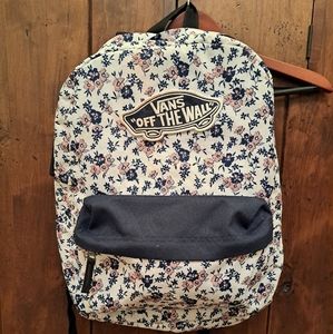 Vans Navy and White Floral Backpack